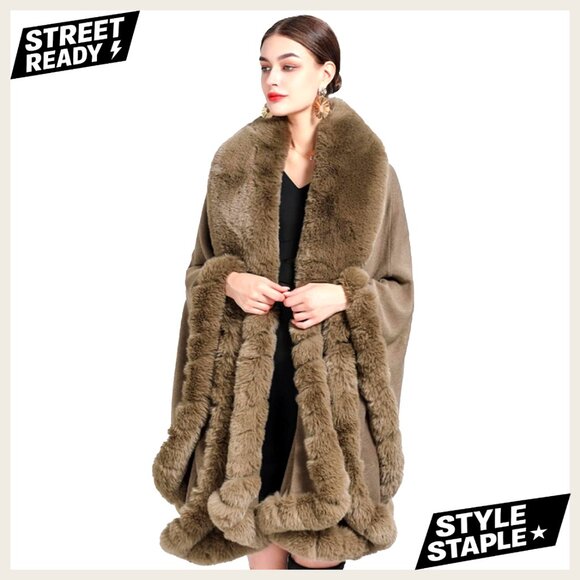 Faux Fur Shawl Wrap Cape Cloak Winter Elegant Evening Dress Accessory